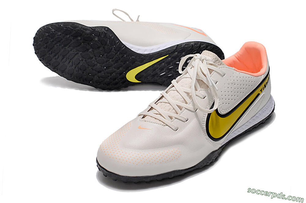 Nike React Tiempo Legend 9 Pro TF Low-Tops Football Shoes - White/Yellow/Black 3