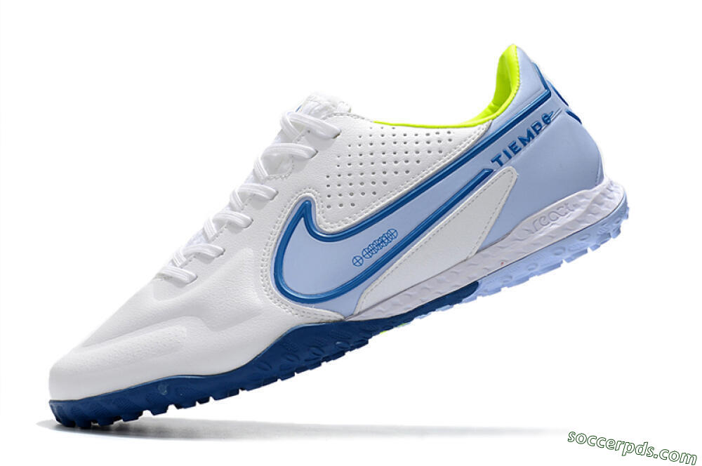 Nike React Tiempo Legend 9 Pro TF Low-Tops Football Shoes - White/Blue/Yellow 5