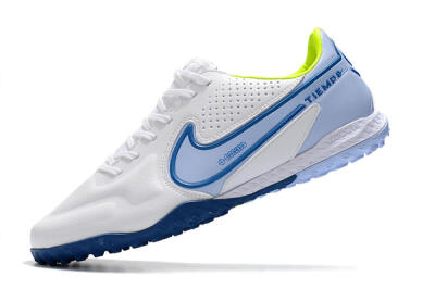 Nike React Tiempo Legend 9 Pro TF Low-Tops Football Shoes - White/Blue/Yellow