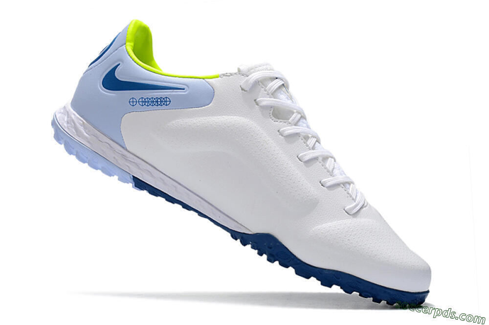 Nike React Tiempo Legend 9 Pro TF Low-Tops Football Shoes - White/Blue/Yellow 4
