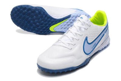 Nike React Tiempo Legend 9 Pro TF Low-Tops Football Shoes - White/Blue/Yellow