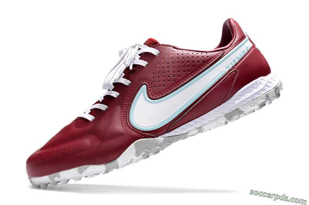 Nike React Tiempo Legend 9 Pro TF Low-Tops Football Shoes - Red/White/Jade 5
