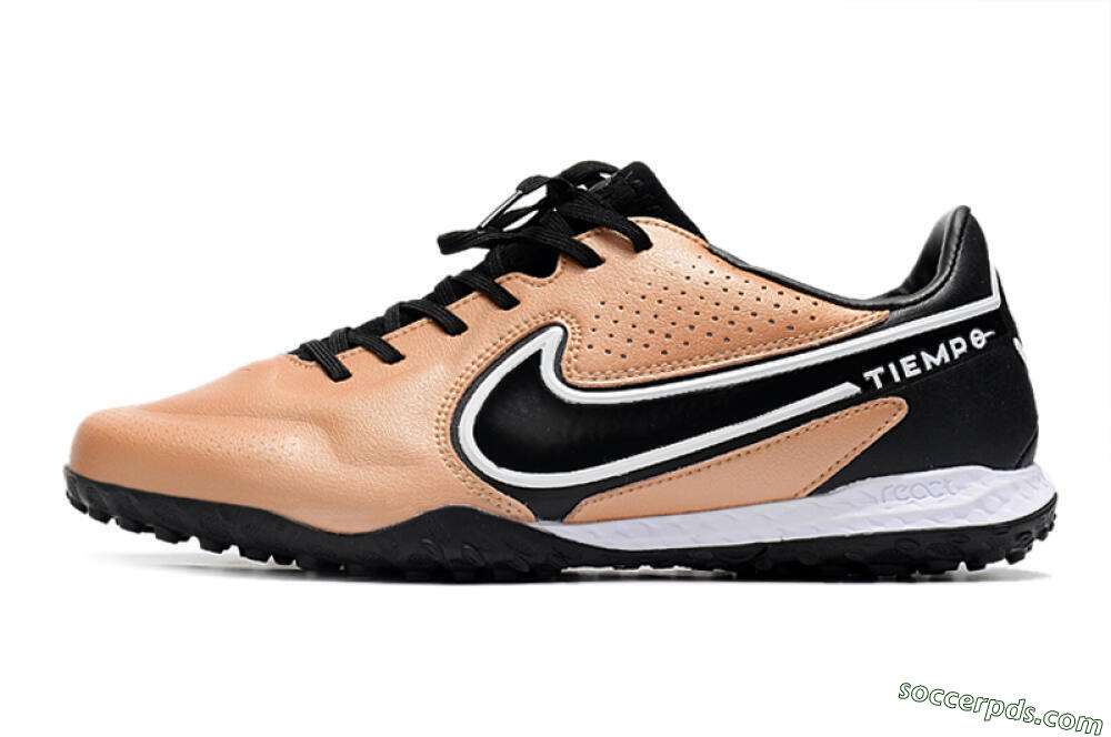 Nike React Tiempo Legend 9 Pro TF Low-Tops Football Shoes - Gold/White/Black 2