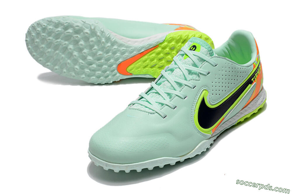 Nike React Tiempo Legend 9 Pro TF Low-Tops Football Shoes - Jade/Yellow/Orange/Black 3