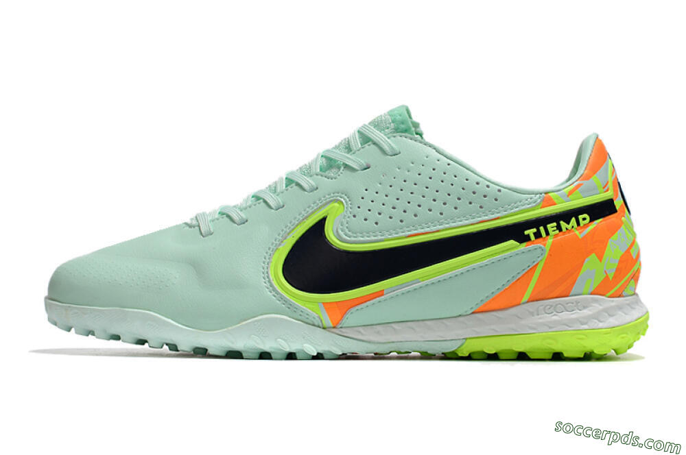 Nike React Tiempo Legend 9 Pro TF Low-Tops Football Shoes - Jade/Yellow/Orange/Black 2