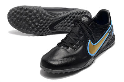 Nike React Tiempo Legend 9 Pro TF Low-Tops Football Shoes - Black/Gold/Blue