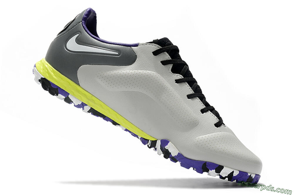 Nike React Tiempo Legend 9 Pro TF Low-Tops Football Shoes - Grey/White/Black/Yellow 4