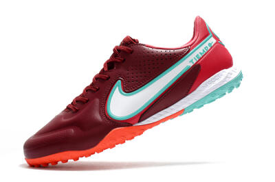 Nike React Tiempo Legend 9 Pro TF Low-Tops Football Shoes - Red/White/Jade