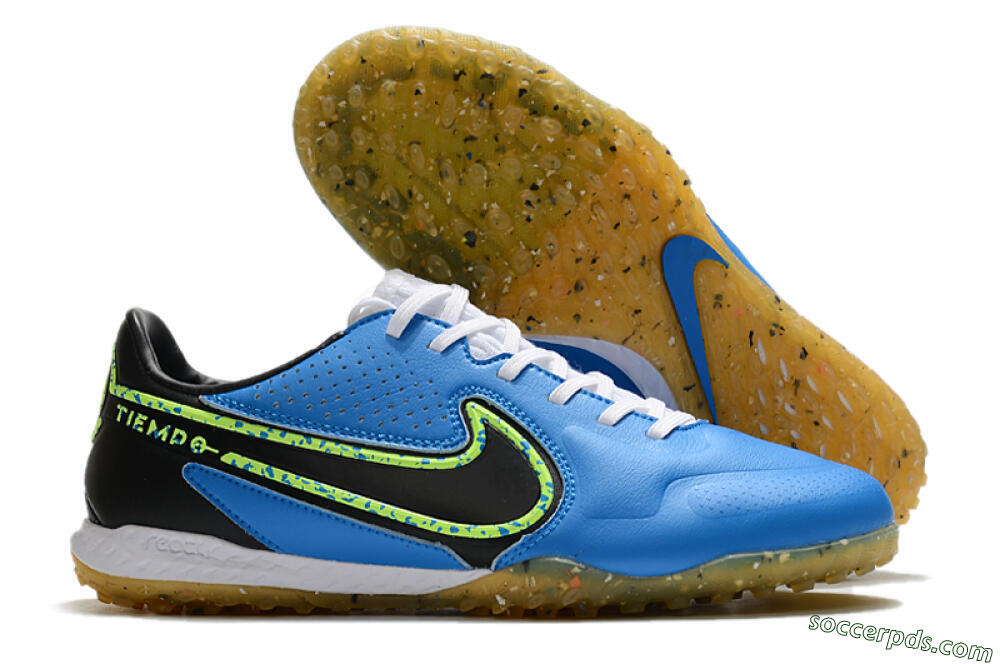Nike React Tiempo Legend 9 Pro TF Low-Tops Football Shoes - Blue/Black/Yellow 1