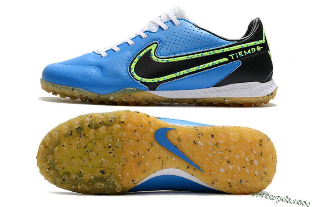 Nike React Tiempo Legend 9 Pro TF Low-Tops Football Shoes - Blue/Black/Yellow 0