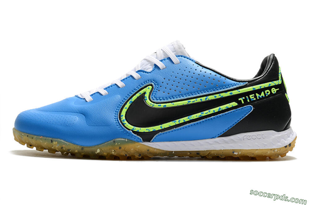 Nike React Tiempo Legend 9 Pro TF Low-Tops Football Shoes - Blue/Black/Yellow 2