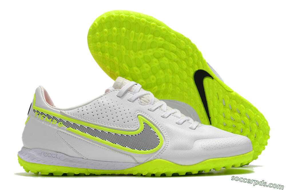 Nike React Tiempo Legend 9 Pro TF Low-Tops Football Shoes - White/Yellow/Black 1