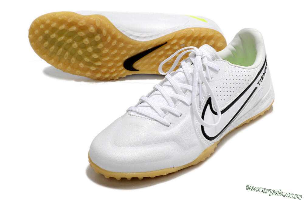 Nike React Tiempo Legend 9 Pro TF Low-Tops Football Shoes - White/Black/Brown 3