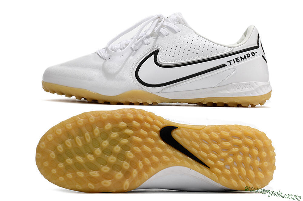 Nike React Tiempo Legend 9 Pro TF Low-Tops Football Shoes - White/Black/Brown 0