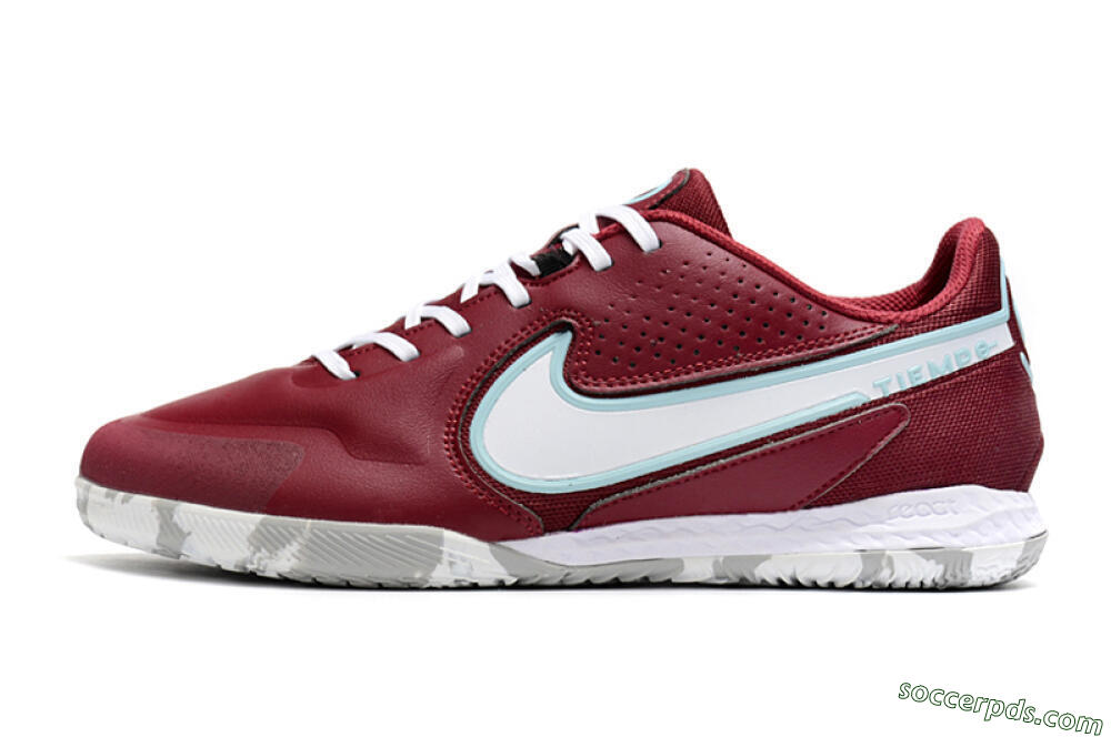 Nike React Tiempo Legend 9 Pro IC Low-Tops Football Shoes - Red/White/Jade 2