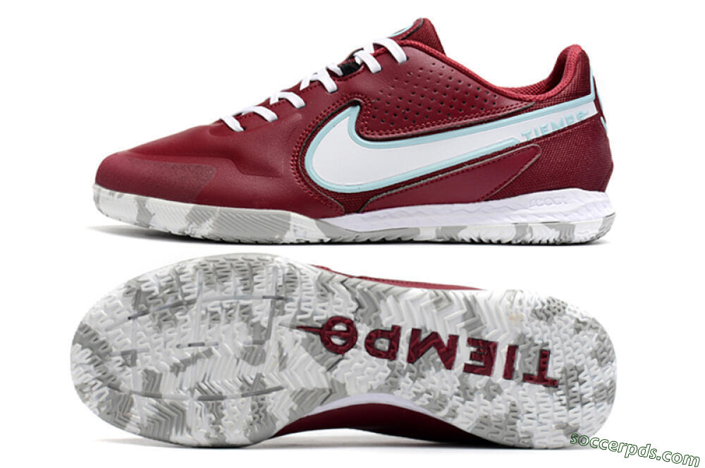 Nike React Tiempo Legend 9 Pro IC Low-Tops Football Shoes - Red/White/Jade 0