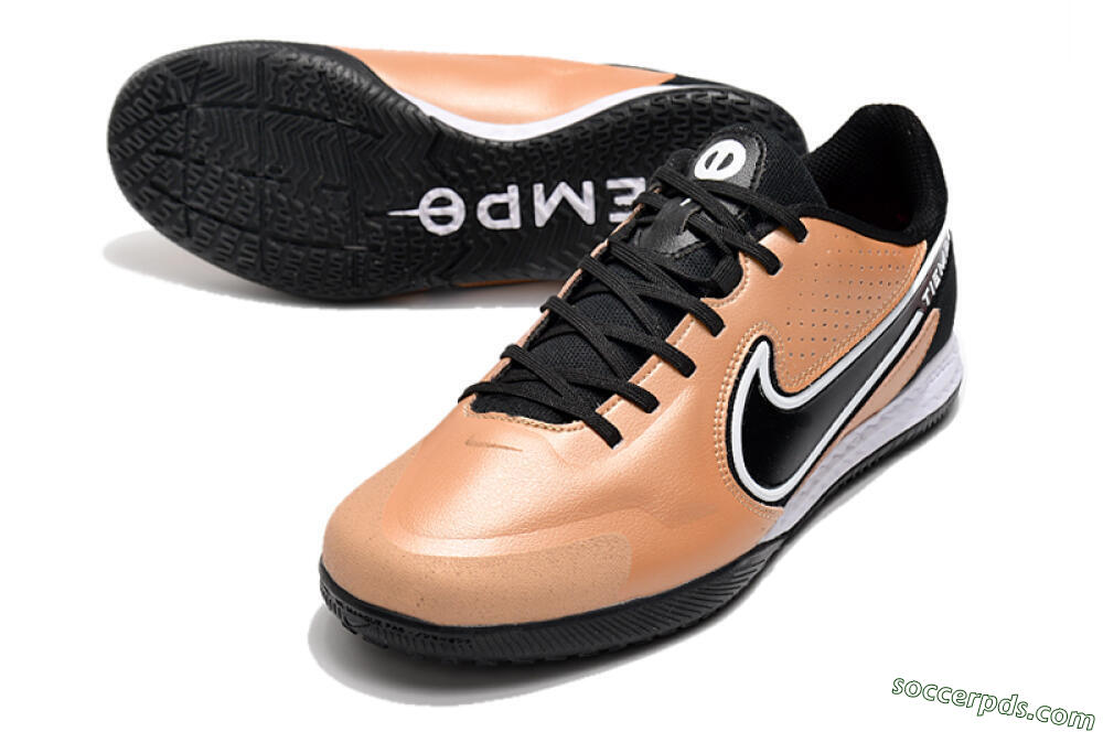 Nike React Tiempo Legend 9 Pro IC Low-Tops Football Shoes - Gold/Black/White 3