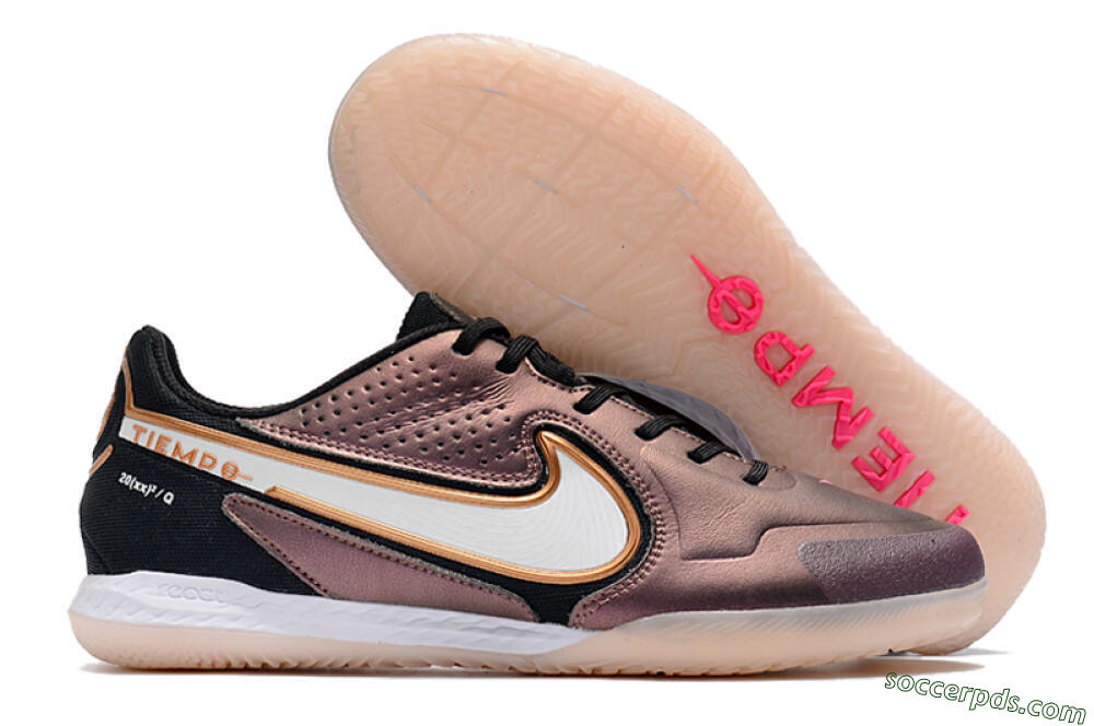 Nike React Tiempo Legend 9 Pro IC Low-Tops Football Shoes - Gold/White/Black 1
