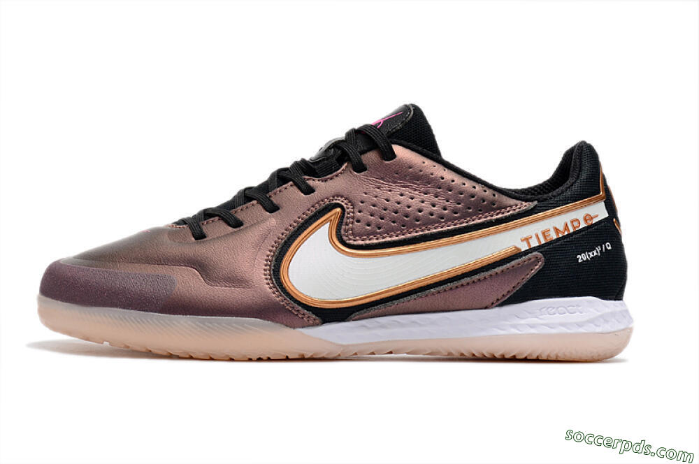 Nike React Tiempo Legend 9 Pro IC Low-Tops Football Shoes - Gold/White/Black 2