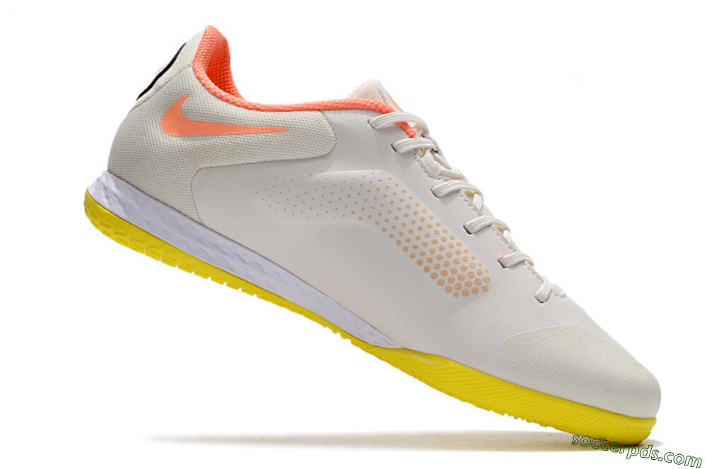 Nike React Tiempo Legend 9 Pro IC Low-Tops Football Shoes - White/Black/Yellow 4