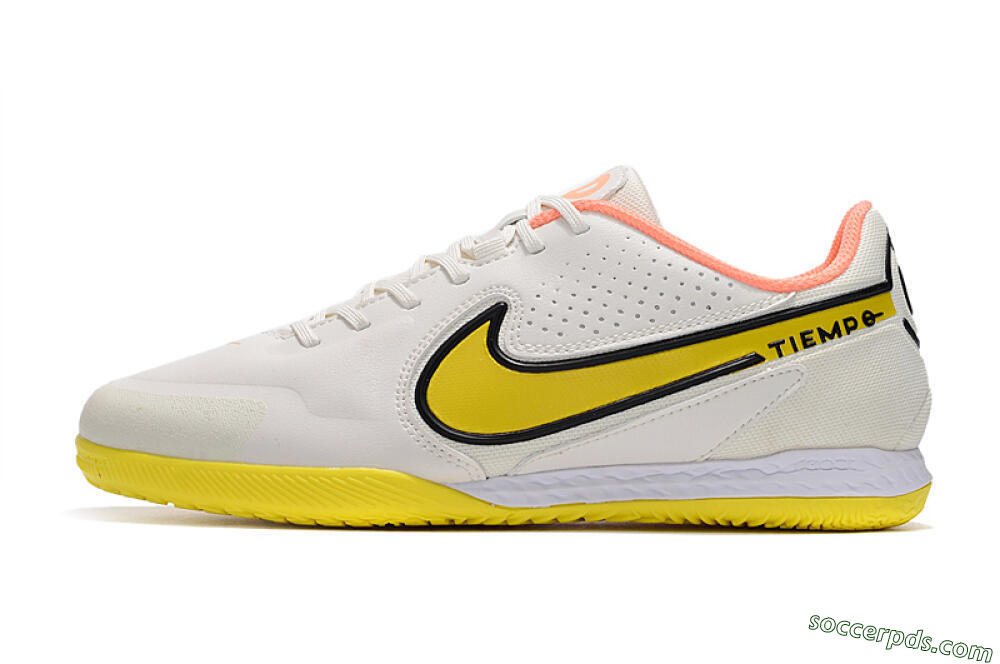 Nike React Tiempo Legend 9 Pro IC Low-Tops Football Shoes - White/Black/Yellow 2