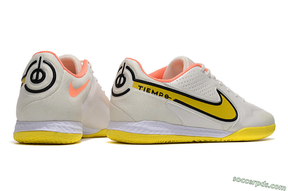 Nike React Tiempo Legend 9 Pro IC Low-Tops Football Shoes - White/Black/Yellow 6