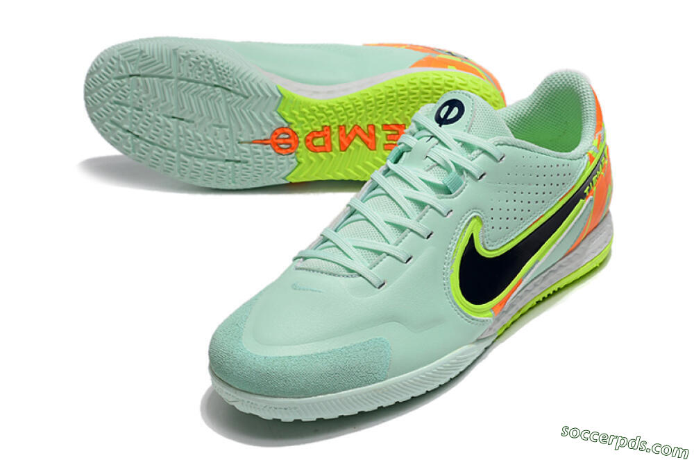Nike React Tiempo Legend 9 Pro IC Low-Tops Football Shoes - Jade/Black/Yellow/Red 3