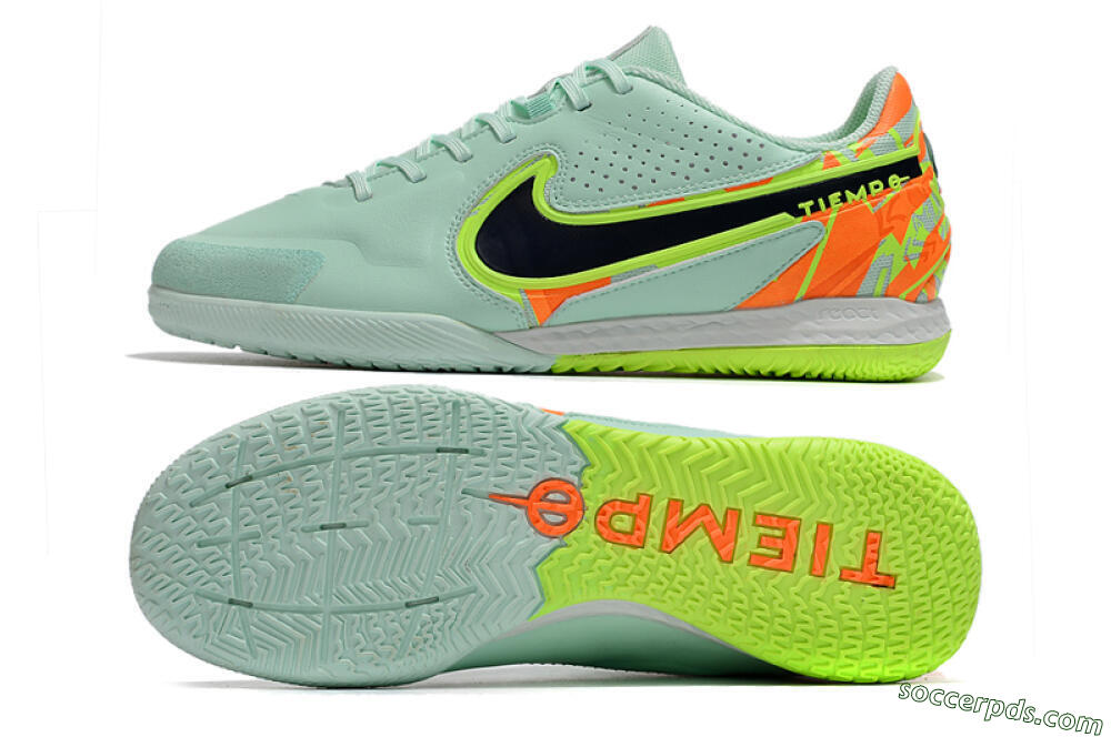 Nike React Tiempo Legend 9 Pro IC Low-Tops Football Shoes - Jade/Black/Yellow/Red 0