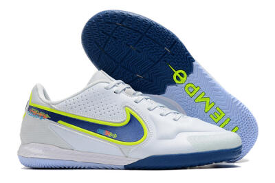 Nike React Tiempo Legend 9 Pro IC Low-Tops Football Shoes - White/Blue/Yellow