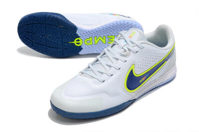 Nike React Tiempo Legend 9 Pro IC Low-Tops Football Shoes - White/Blue/Yellow