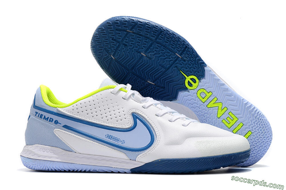 Nike React Tiempo Legend 9 Pro IC Low-Tops Football Shoes - White/Blue/Yellow 1