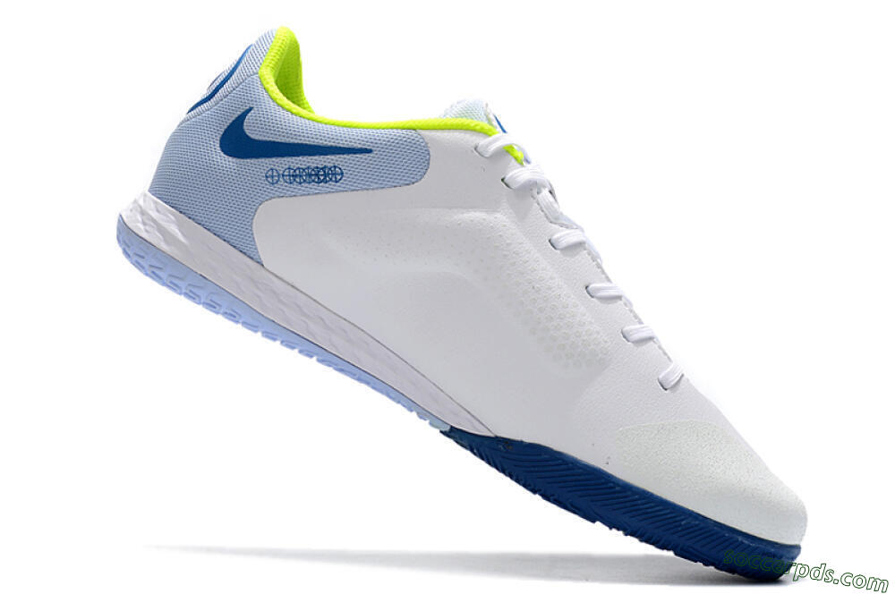 Nike React Tiempo Legend 9 Pro IC Low-Tops Football Shoes - White/Blue/Yellow 4