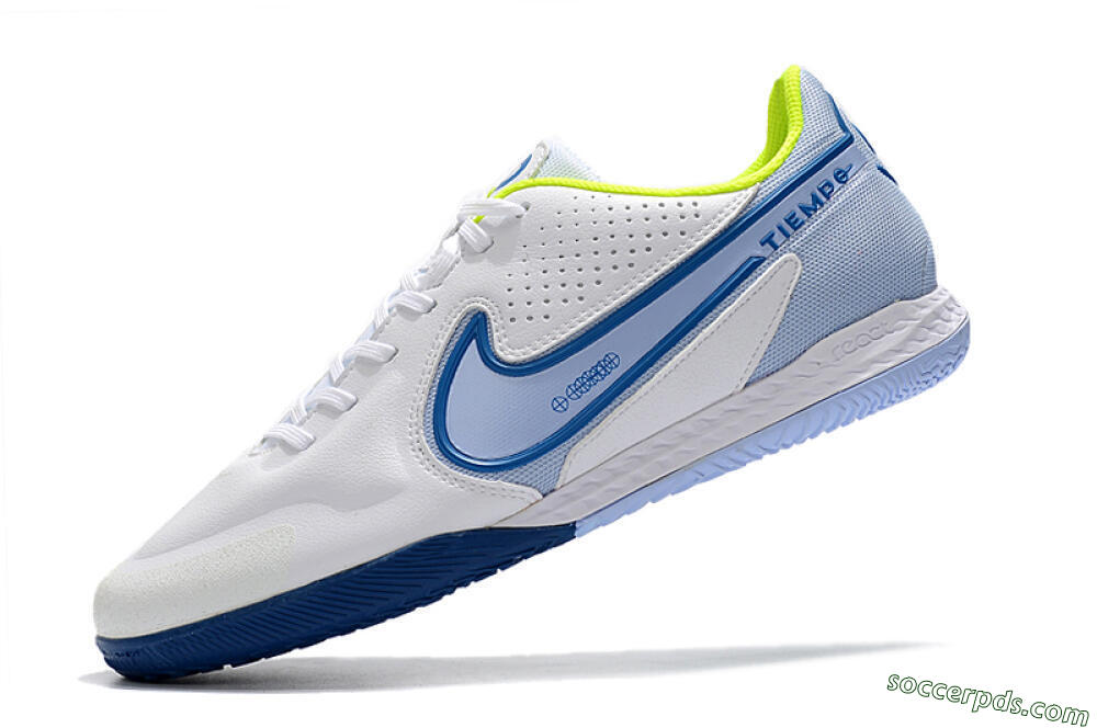 Nike React Tiempo Legend 9 Pro IC Low-Tops Football Shoes - White/Blue/Yellow 5