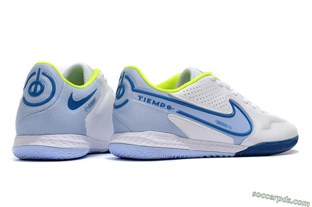 Nike React Tiempo Legend 9 Pro IC Low-Tops Football Shoes - White/Blue/Yellow 6