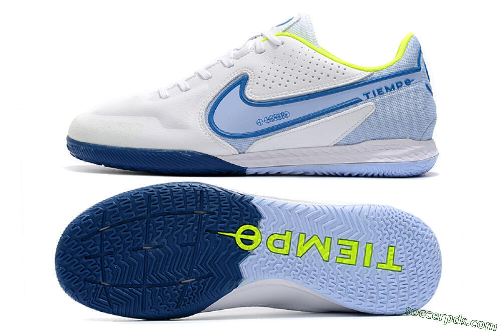 Nike React Tiempo Legend 9 Pro IC Low-Tops Football Shoes - White/Blue/Yellow 0
