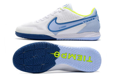 Nike React Tiempo Legend 9 Pro IC Low-Tops Football Shoes - White/Blue/Yellow
