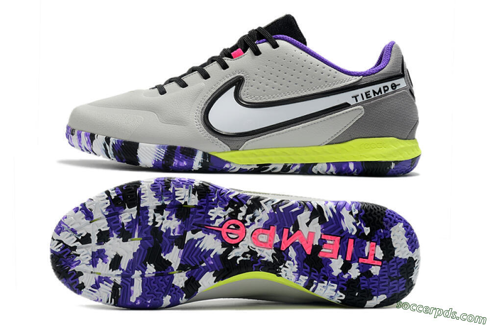 Nike React Tiempo Legend 9 Pro IC Low-Tops Football Shoes - Grey/White/Black/Yellow 0