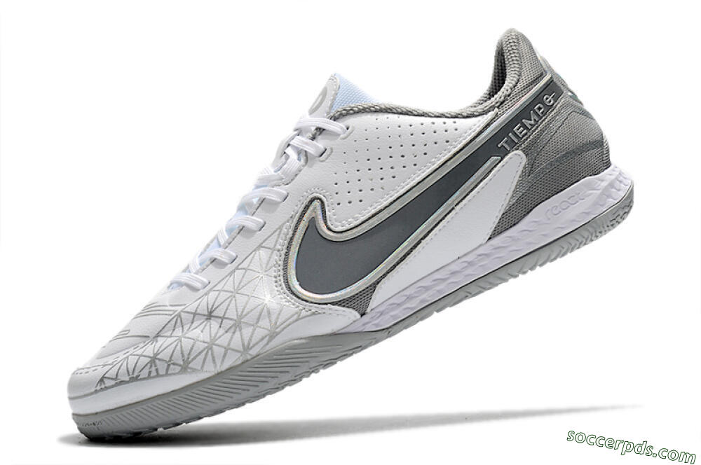 Nike React Tiempo Legend 9 Pro IC Low-Tops Football Shoes - White/Silver/Grey 5