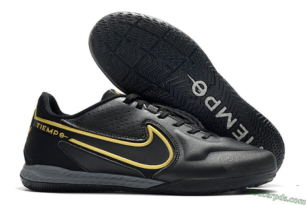 Nike React Tiempo Legend 9 Pro IC Low-Tops Football Shoes - Black/Gold/White 1