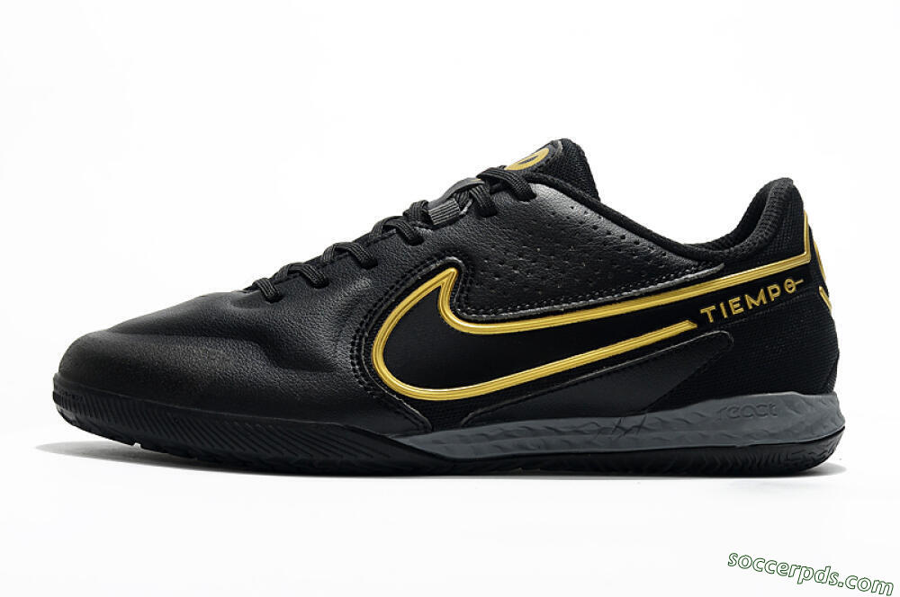 Nike React Tiempo Legend 9 Pro IC Low-Tops Football Shoes - Black/Gold/White 2