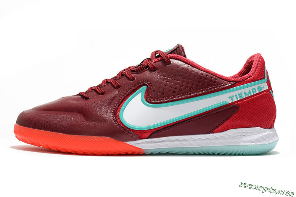 Nike React Tiempo Legend 9 Pro IC Low-Tops Football Shoes - Red/Jade/White 2