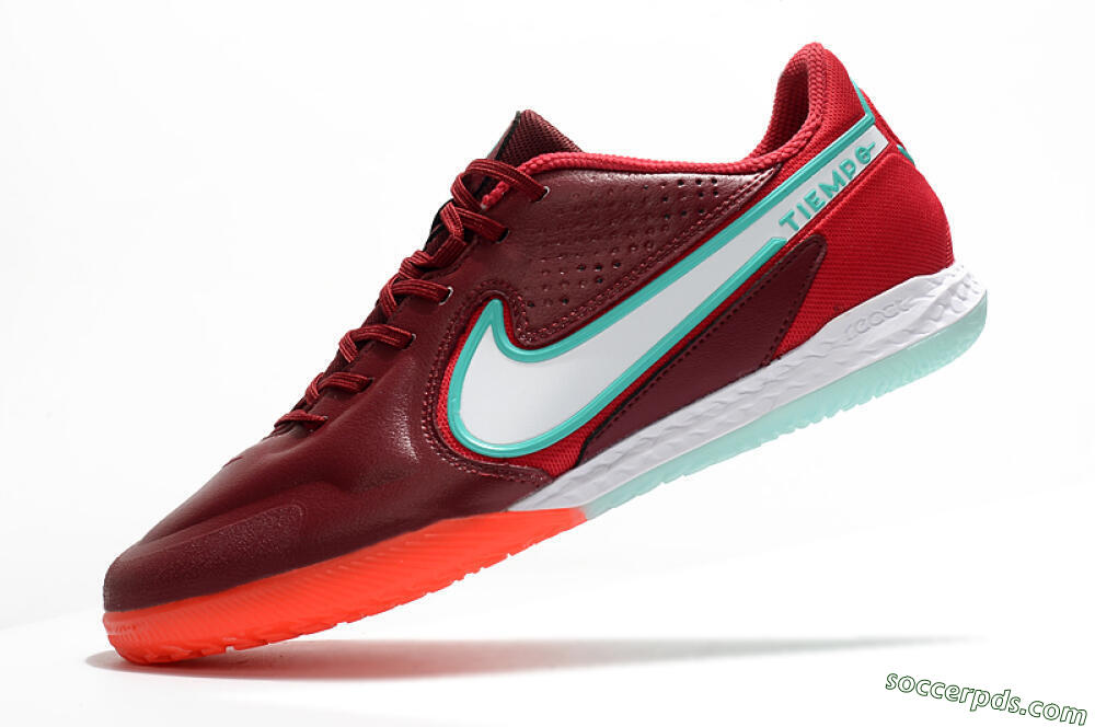 Nike React Tiempo Legend 9 Pro IC Low-Tops Football Shoes - Red/Jade/White 5
