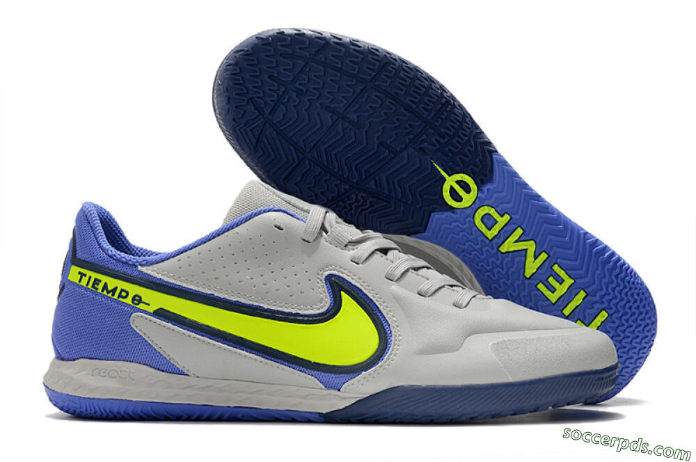 Nike React Tiempo Legend 9 Pro IC Low-Tops Football Shoes - Grey/Yellow/Blue 1