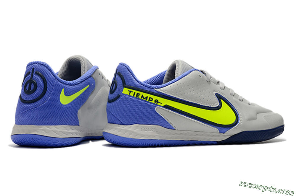 Nike React Tiempo Legend 9 Pro IC Low-Tops Football Shoes - Grey/Yellow/Blue 6