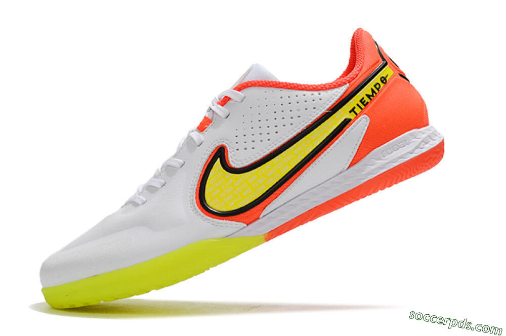 Nike React Tiempo Legend 9 Pro IC Low-Tops Football Shoes - White/Yellow/Red 5