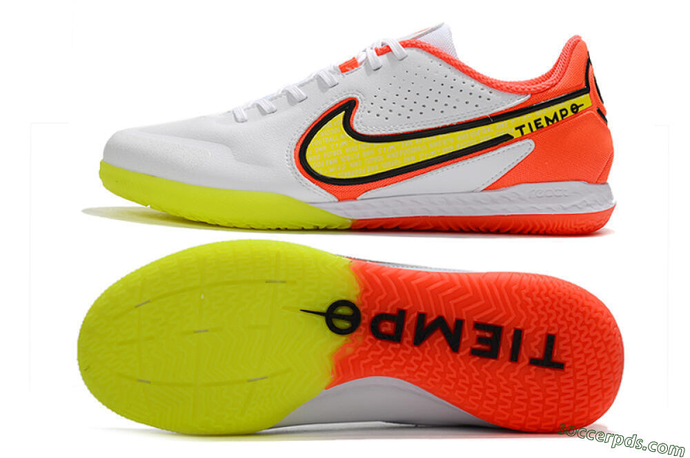 Nike React Tiempo Legend 9 Pro IC Low-Tops Football Shoes - White/Yellow/Red 0