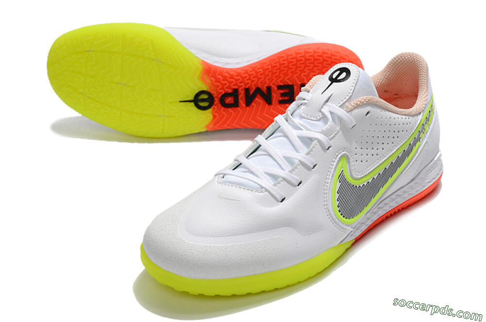 Nike React Tiempo Legend 9 Pro IC Low-Tops Football Shoes - White/Black/Yellow/Red 3