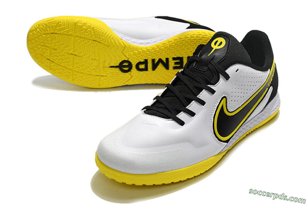 Nike React Tiempo Legend 9 Pro IC Low-Tops Football Shoes - White/Yellow/Black 3