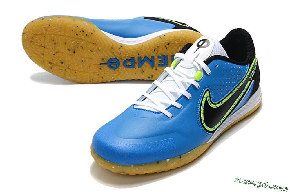 Nike React Tiempo Legend 9 Pro IC Low-Tops Football Shoes - Blue/Yellow/Black 3