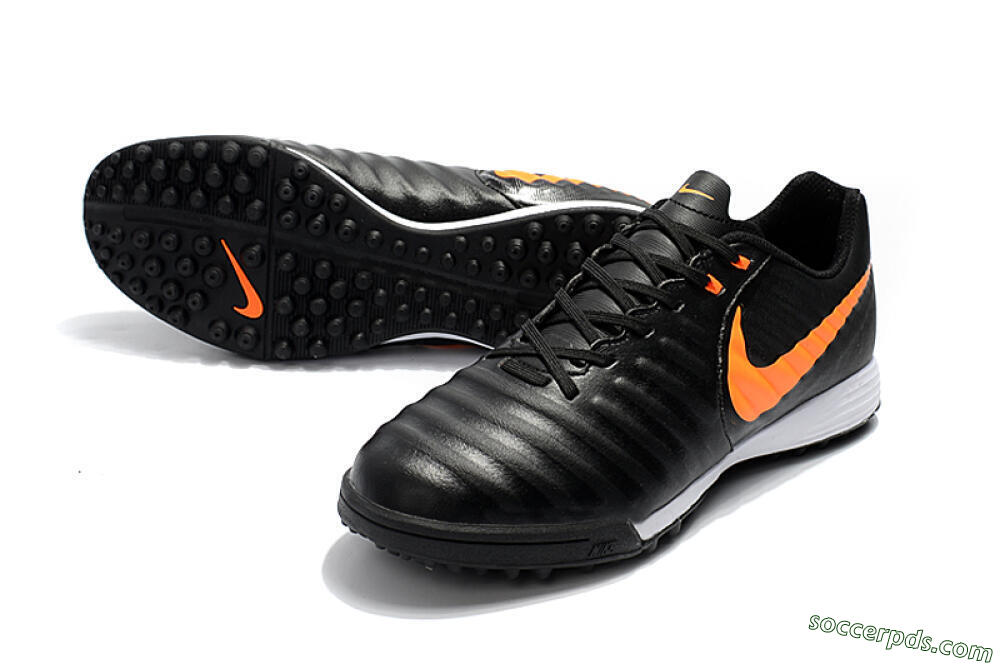Nike Tiempox Ligera IV TF Low-Tops Football Shoes - Black/Orange/White 3